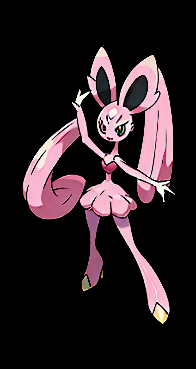 pokemon, fairy and dark type, cute, masterpiece, high quality, best quality, high-definition, ultra-detailed, simple background, pink, pastel pokemon, fluffy