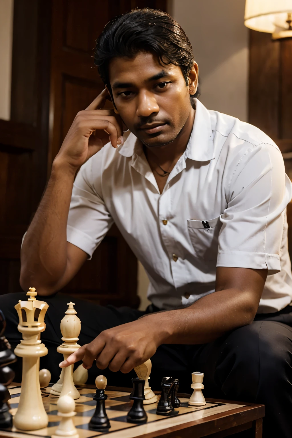 a srilankan guy playing chess