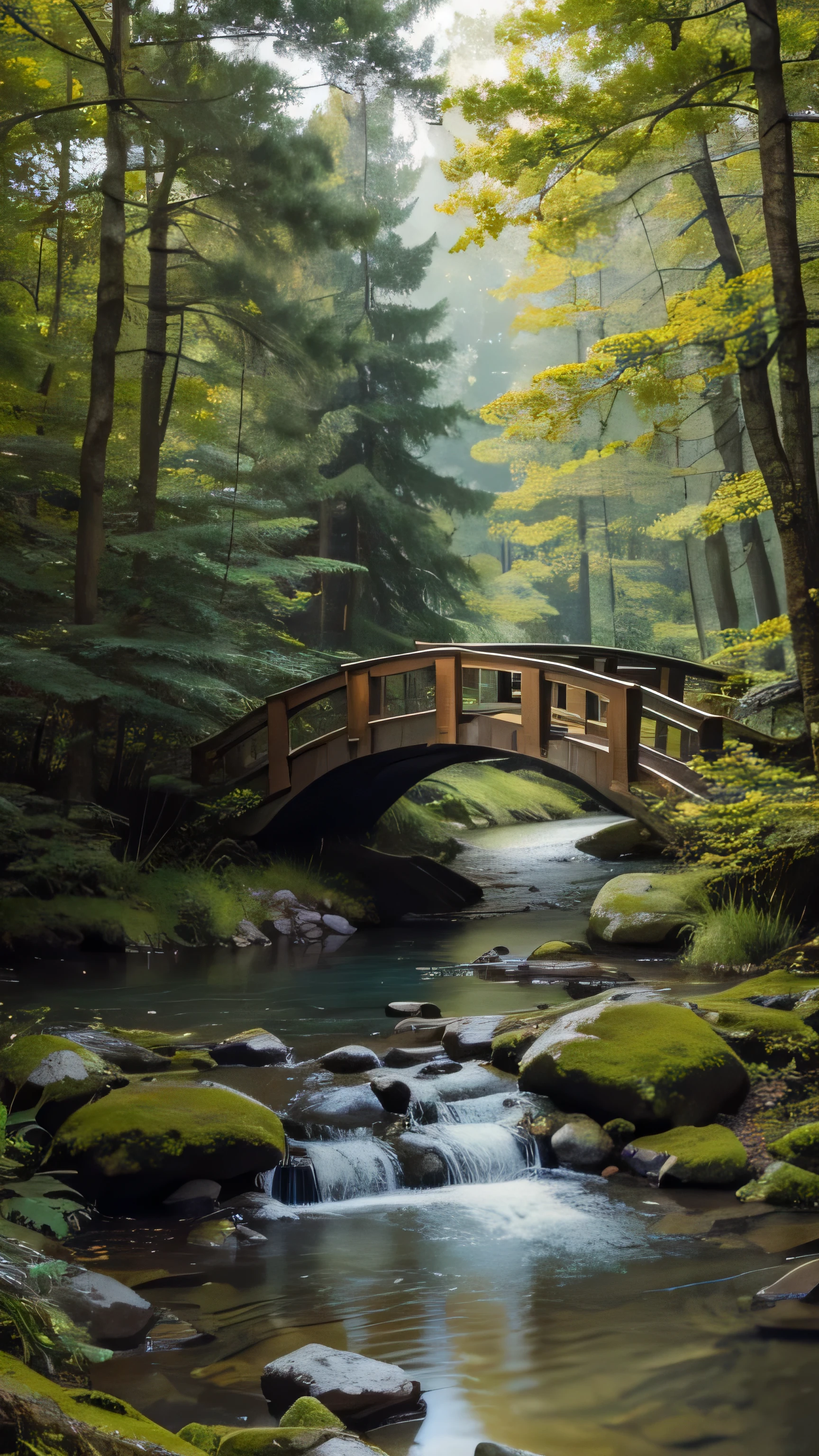 A small bridge over a stream in the forest