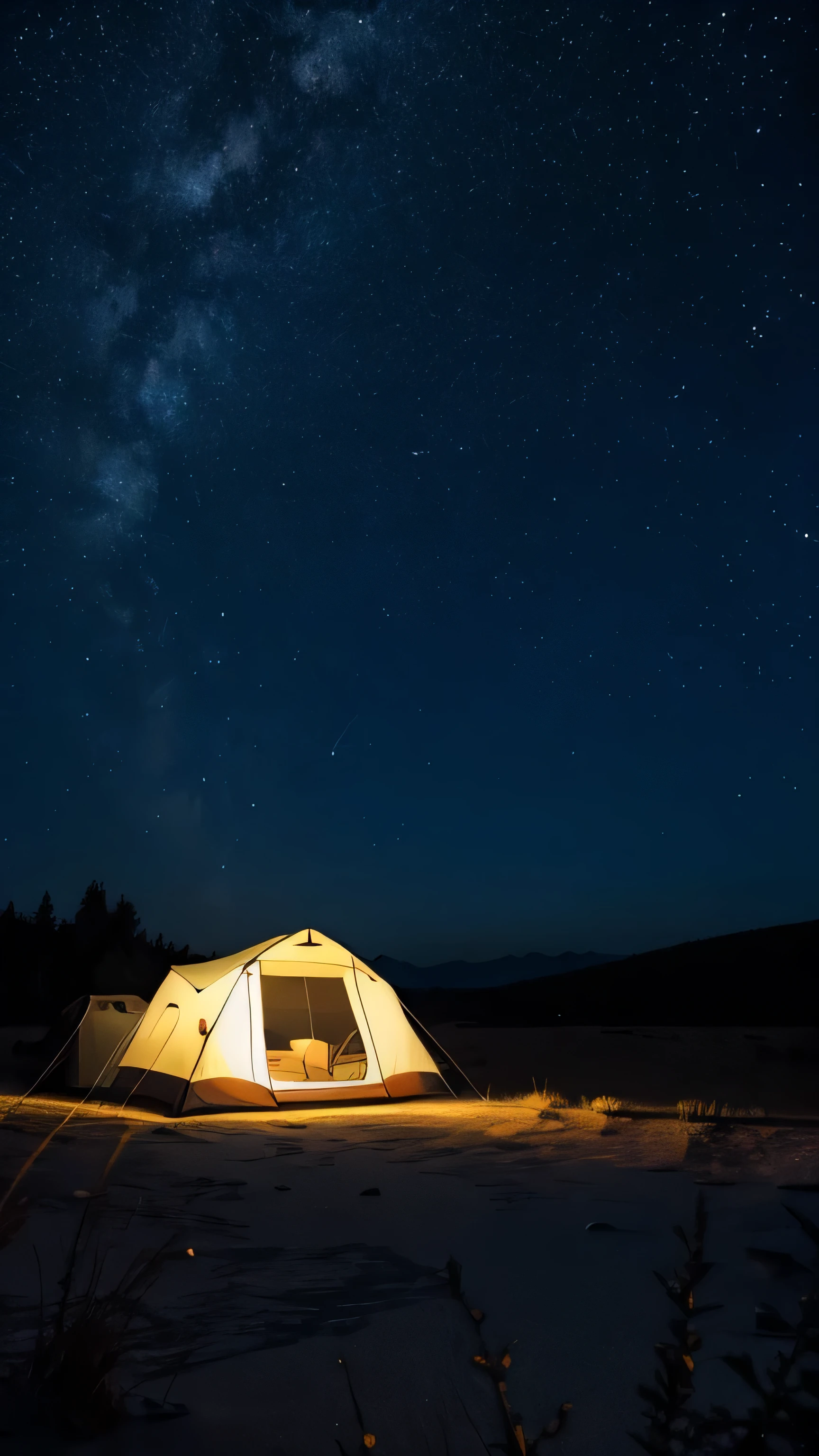 Camp under a starry night sky