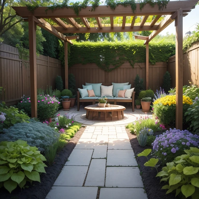 Informal garden with beautifully decorated informal garden