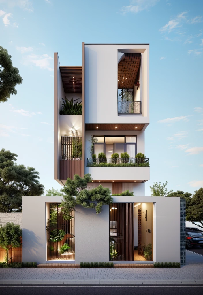 rendering of a modern residential townhouse, professional render, wide angle exterior 2023, highly detailed render, high quality rendering, realistic render, architectural render, high-quality render, detailed rendering, hyper-realistic render, hyper - realistic render, very realistic 3 d render, high render, realistic rendering, very realistic render