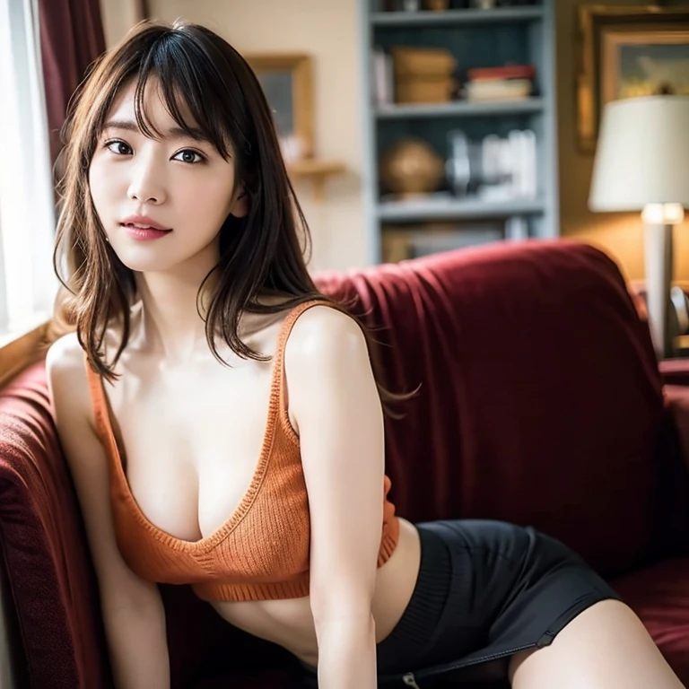 ((8K:1.27)、highest quality、masterpiece、ultra high resolution:1.2)photo beautiful japanese women(fun:1.1) (thin knit:1.21) Designed by Greg Rutkowski and Alphonse Mucha Complex elegance、fantasy、private parts details、geometry、gradient lighting、1 girl、delicate skin、looking at the viewer、brown eyes、(Long hair with bangs:1.2)、(big chest:1.0)、(medium areola:0.8)、(realistic:1.4)、(highest quality:1.0)、(ultra high resolution:1.0)、8K、Raw photo、(masterpiece:0.2)、(Pueros face_v1:0.5)、 sheer sleeveless knit、panties、constructionyardai、please be shy、exposed in the wild、roll up the skirt yourself、pantiesーを見せる、Futomo、Off-limits、Building constructionyardai、