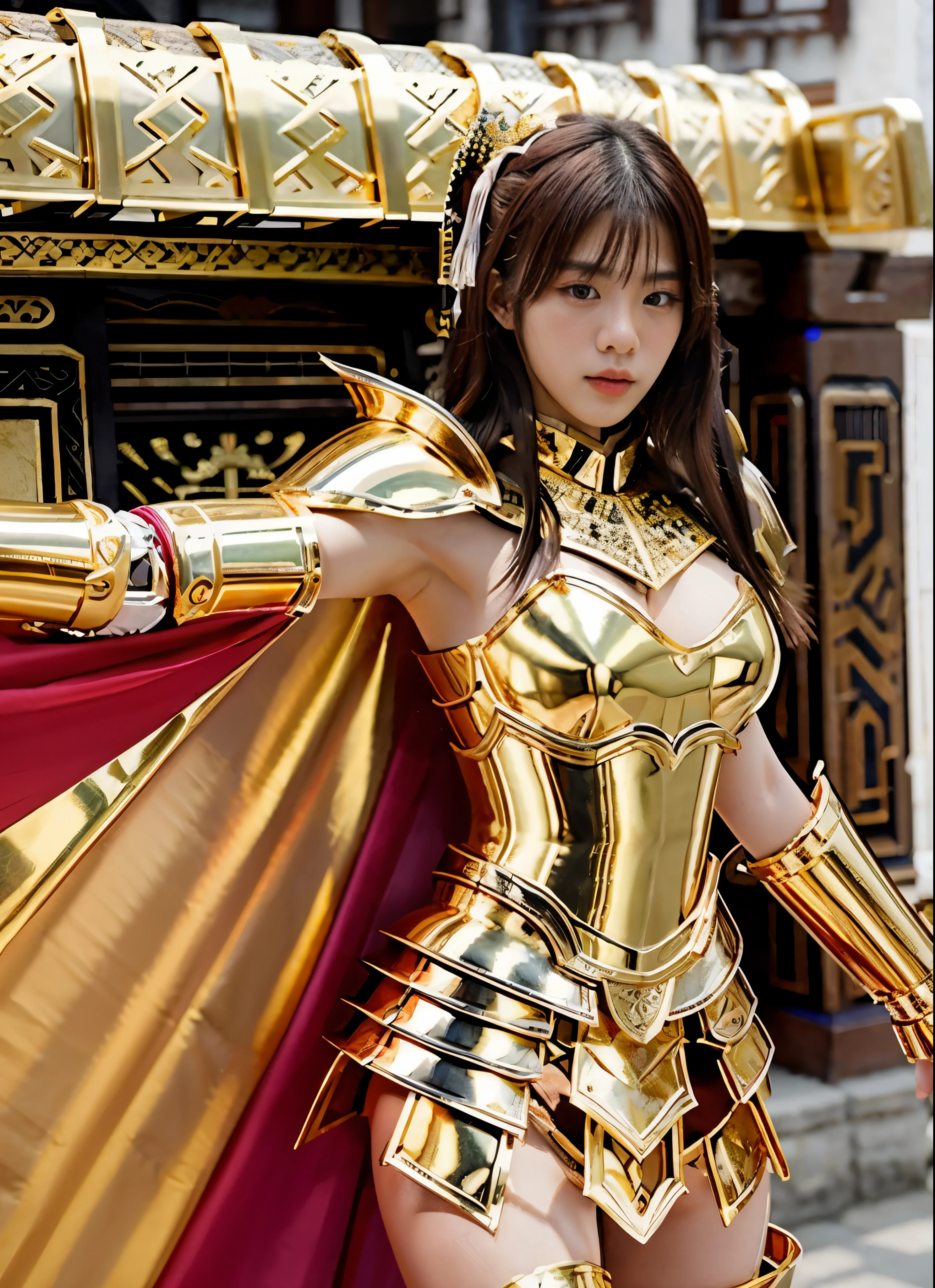 ultra‐realistic, sharp-focused, a beautiful  female knight, a model with ethnicity mix of Korean and Chinese, 