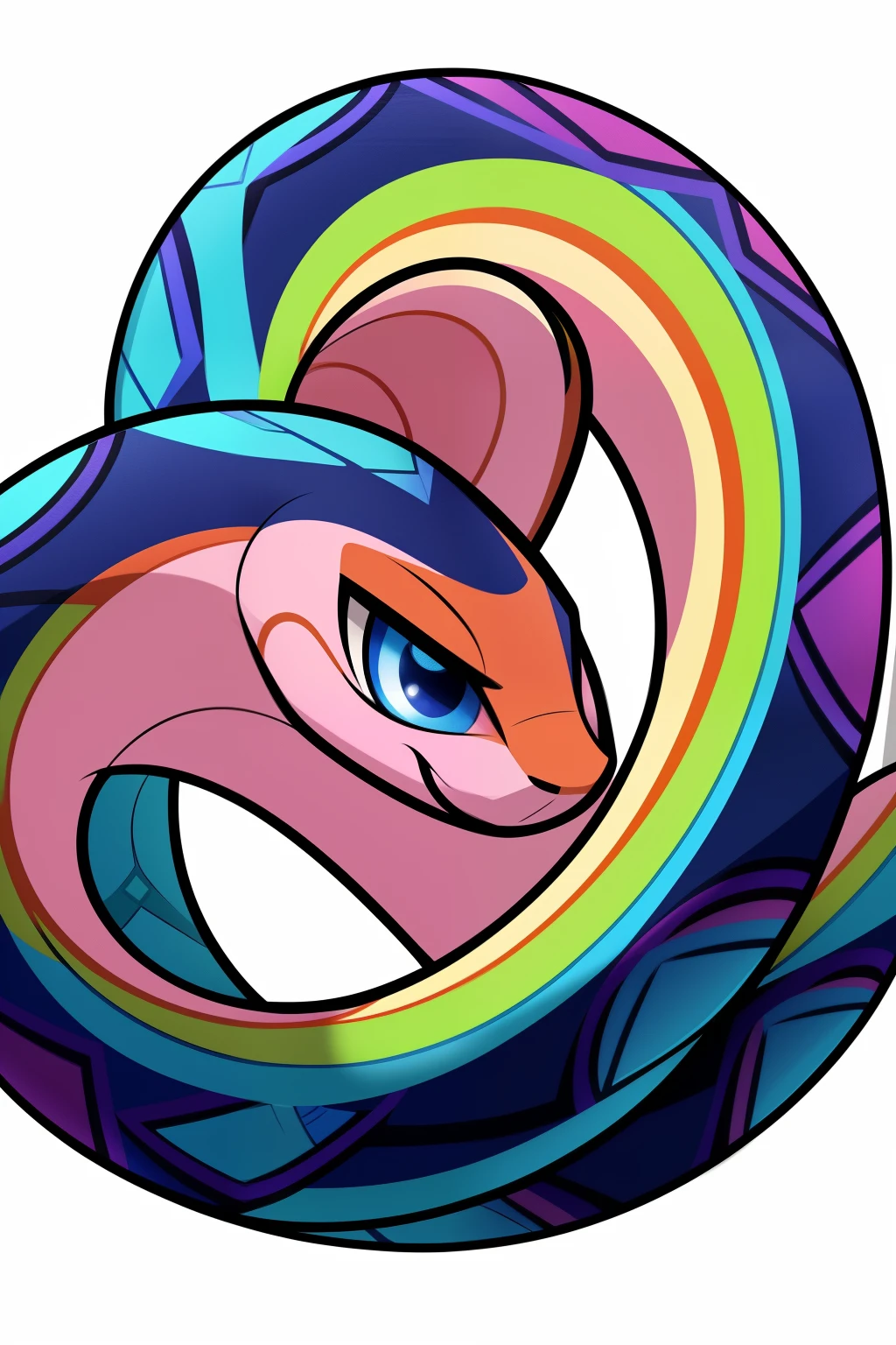 A beautifully detailed sticker showcasing a cute cartoon snake, with cool colors that pop against the white background. The snake's contours are expertly defined and vectored, adding a sense of playful precision to its sinuous form. The intricate patterns adorning its skin are rendered with utmost care, making it an eye-catching addition to any surface. (Attached on e621, by VectorMaster, by ColourCrush, by Drawline, Cartoon Sticker Art, anthro, snake, snake body, anthropomorphic, detailed, colorful, adorable, playful, white background, vector art, sticker design)