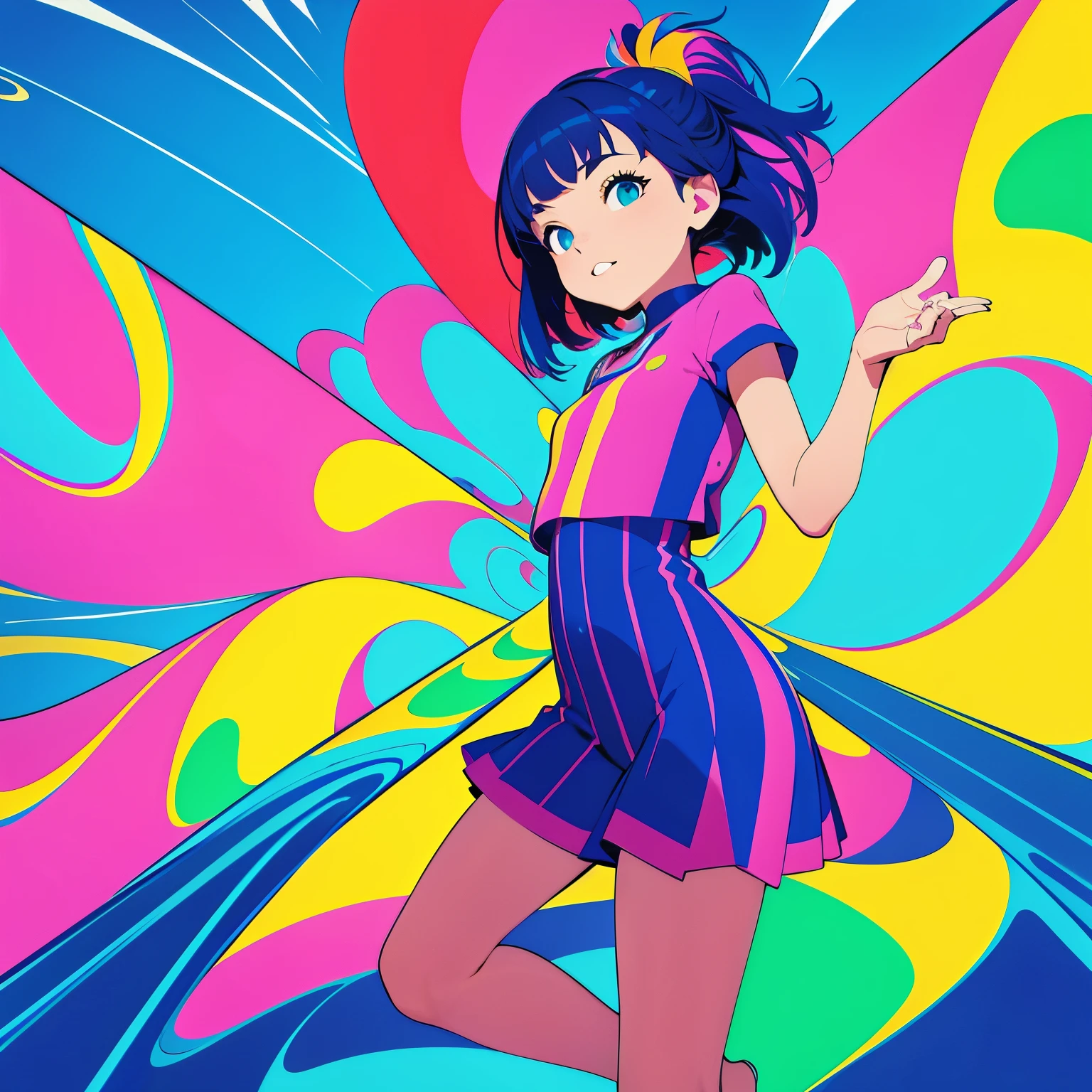(ultra detailed,ultra high res,detailed background),((2D)),((flat color)),((colorful)),((floating colorful water)),1girl,solo,looking at viewer,BREAK