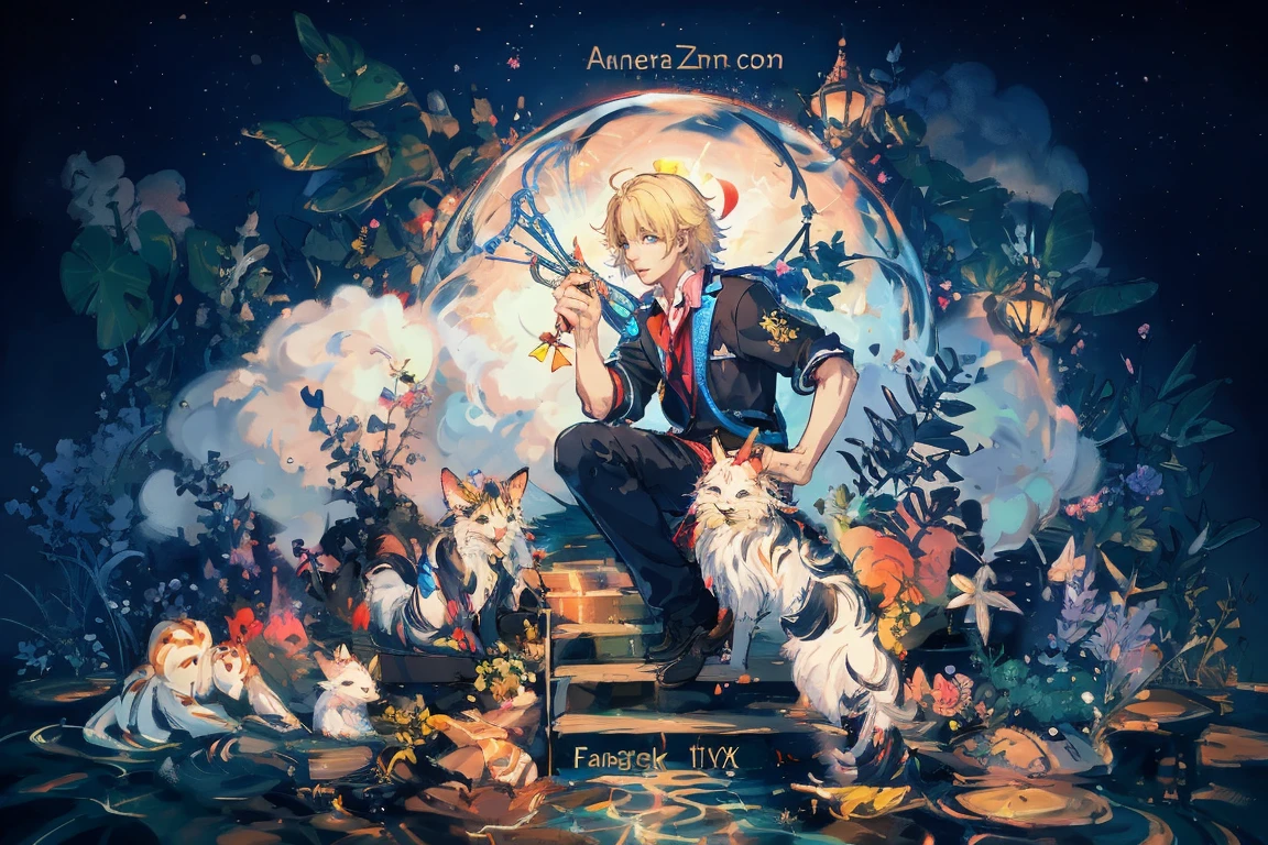 (Masterpiece:1.2, high quality), (pixiv:1.4), 1 man with short blond hair, tall handsome man, fansty world