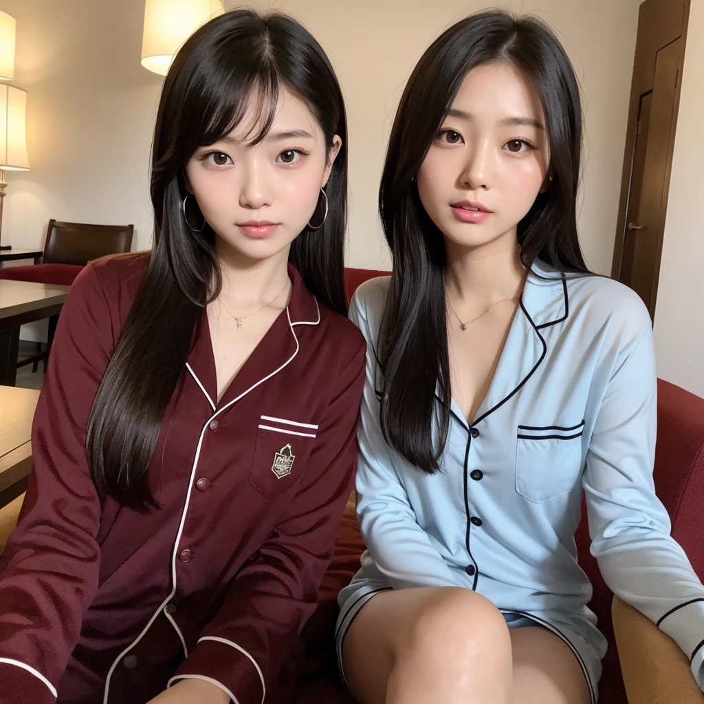wearing pajamas,I go out with a smile, Yoshitomo Nara, good young girl, sexy :8, reluvy5213, attractive pose, sexy girl, gorgeous young korean woman, beautiful asian girl, japanese model, korean girl, High resolution,8K,Yokohama,Hotel lounges,selfie