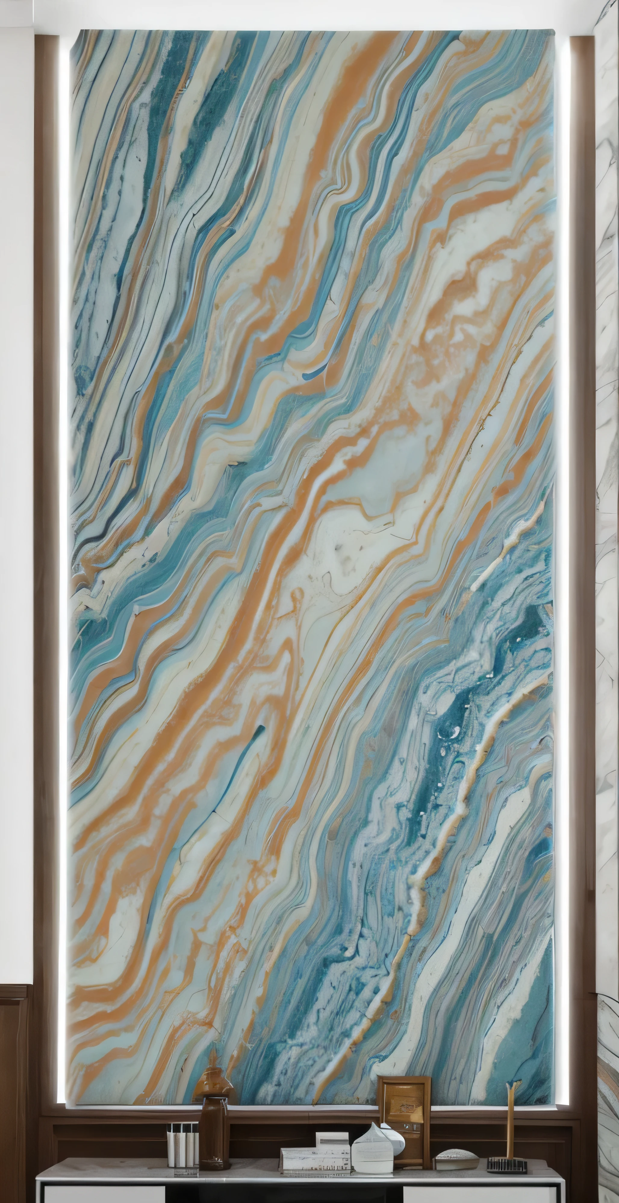 a close up of a large painting on a wall in a room, colored marble, marble walls, stone marble, marble stone, blue marble, carved marble texture silk cloth, marble reflexes, marble, shiny layered geological strata, heavenly marble, earth tones and blues, marbled, marble slabs, marble skin, vintage - w 1 0 2 4, marble texture