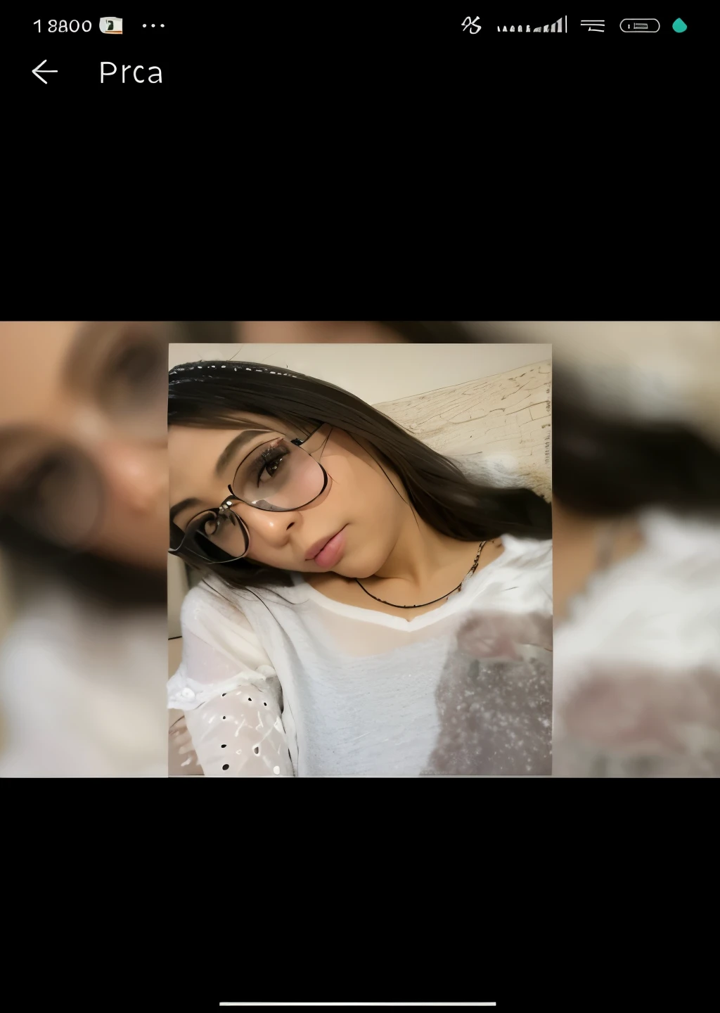 Close-up of a woman with glasses on a cell phone, 18 years, very muy baja calidad picture, very muy baja calidad, muy baja calidad, taken in the early 2020s, 22 years, 19 years old, , 19 year old girl, 21 years, desnuda