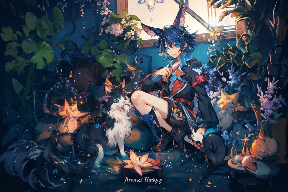 (Masterpiece:1.2, high quality), (pixiv:1.4), 1 man with short black hair, tall handsome man, fansty world
