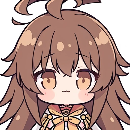 masterpiece,best quality,girl,long hair,ahoge,messy hair,brown hair，简单背景
