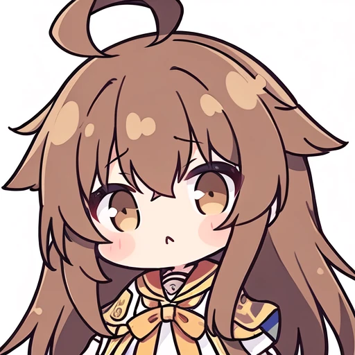 masterpiece,best quality,girl,long hair,ahoge,messy hair,brown hair,简单背景