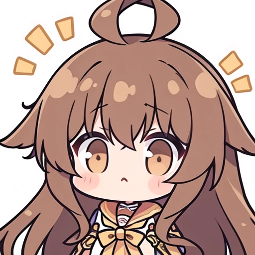 masterpiece,best quality,girl,long hair,ahoge,messy hair,brown hair,简单背景