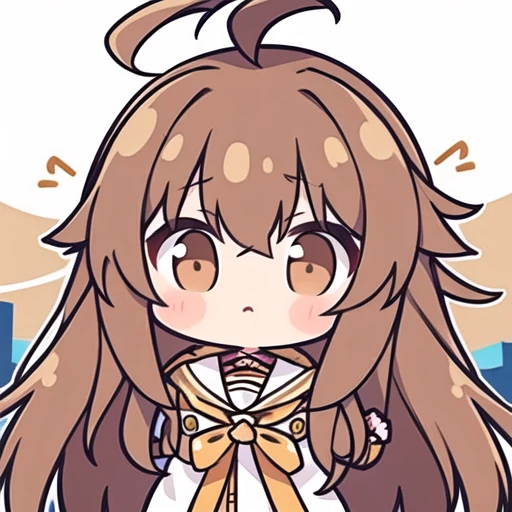masterpiece,best quality,girl,long hair,ahoge,messy hair,brown hair,简单背景
