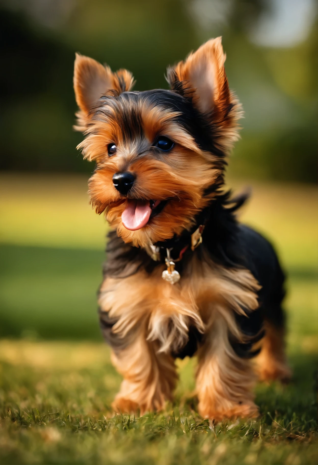 Yorkshire terrier puppy smiling