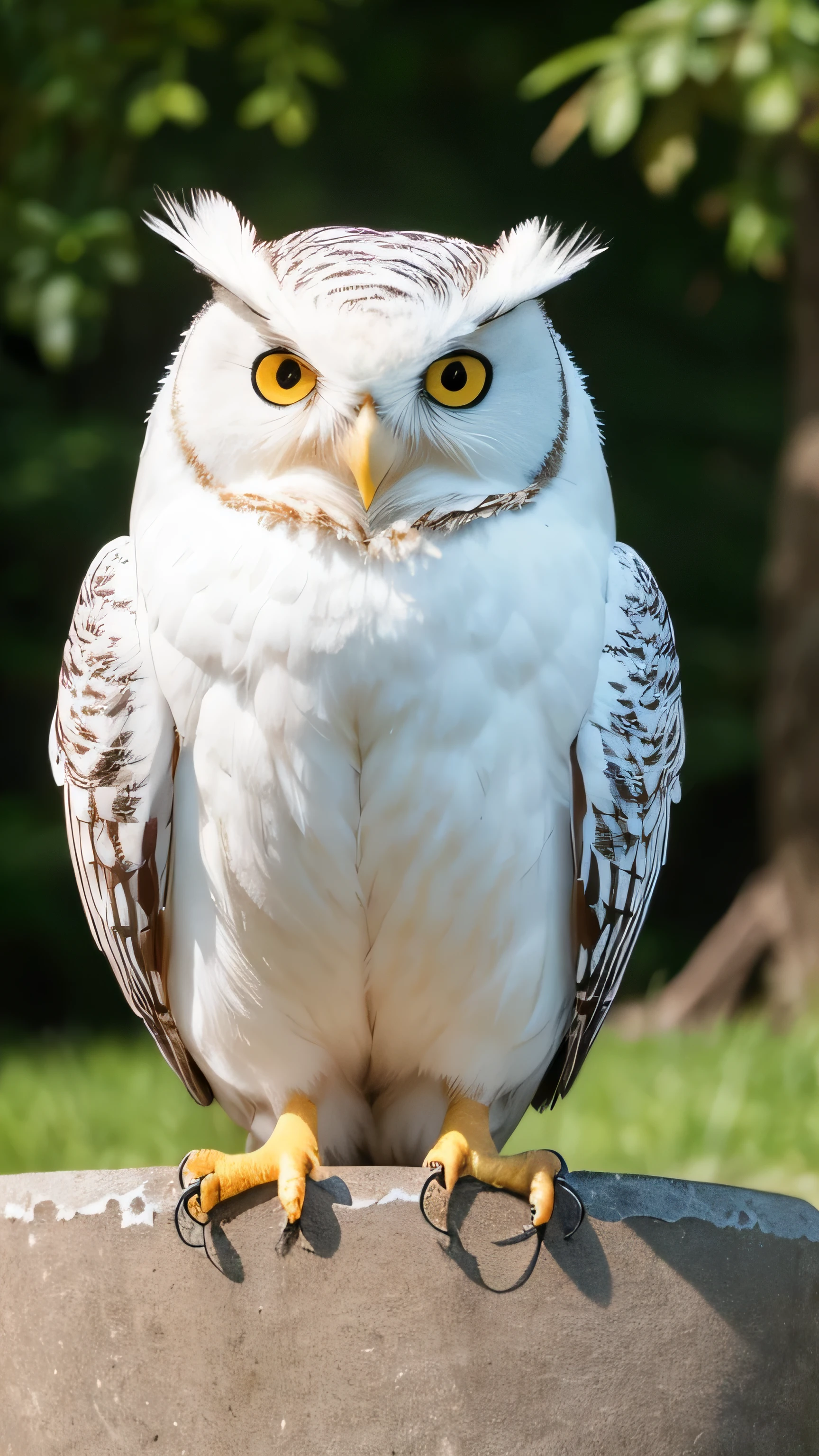 masterpiece, highest quality, 8K, 4K, White owl, ((Front view)), Pure White Owl, 1animal, straight, look forward, See here