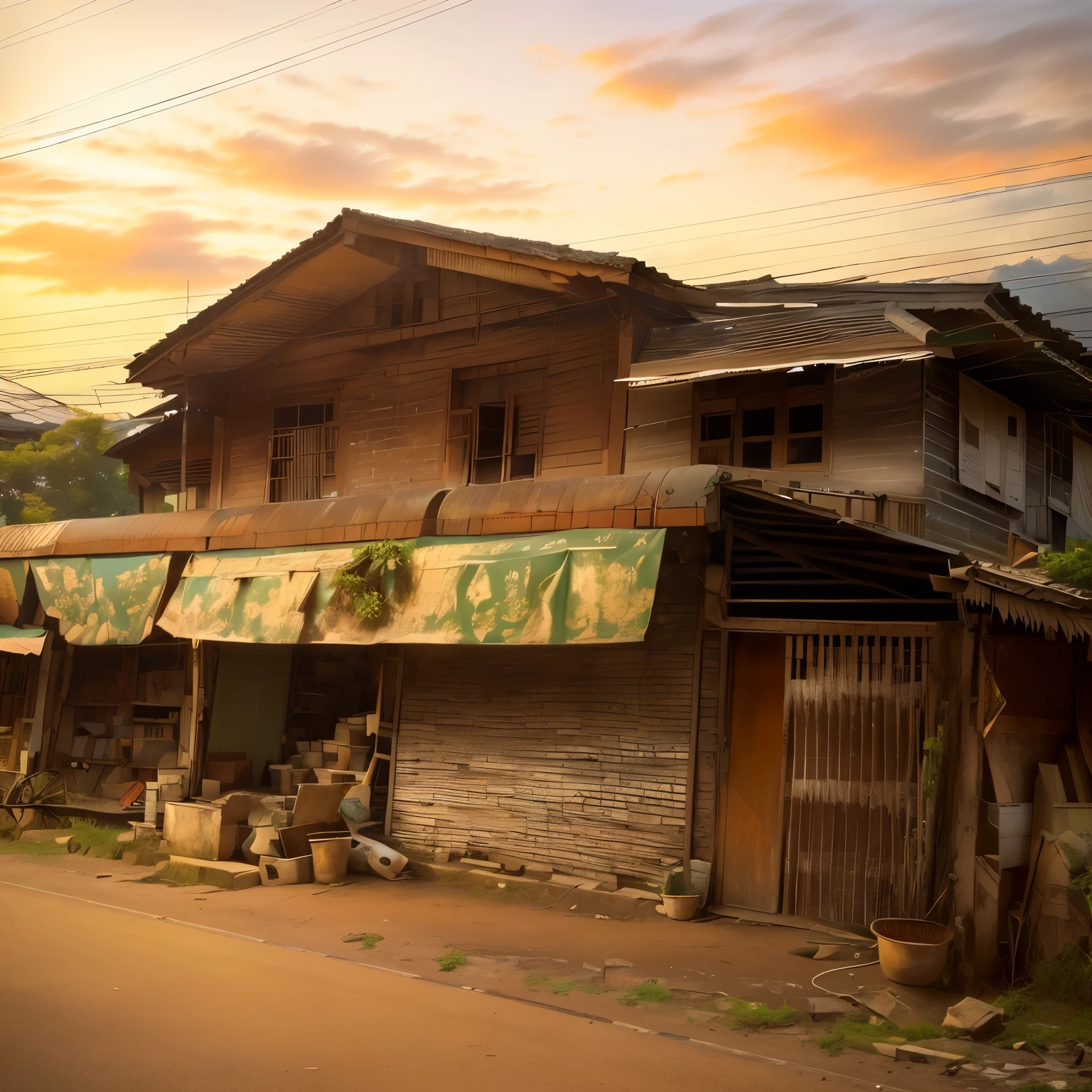 There is a small shop on the side of the road., Houses and shops and buildings, old shop, taken with sony alpha 9, มุมมองfront, Old Building, Old House, Patiphan Sotiwilaiphong, View from the road, front, มุมมองfront, Seen from the outside, Colonial house in the background