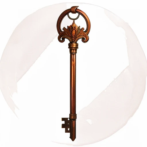 Rusted Key Of Detect Evil - This key will glow a very faint orange when evil is near. One use only., MagicItem_v1, (white background), fullshot