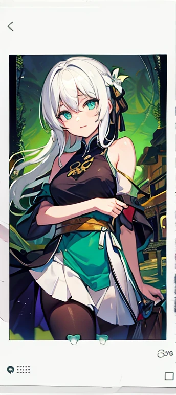 White-haired girl，Emerald green eyes，，