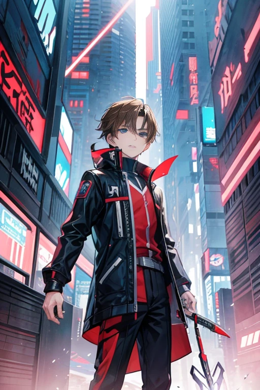 New agent valorant Iso, "type boy&quot;, light brown hair、light blue eyes、((((teenage boy)))), Anime different world protagonist, Geometric style bow and arrow anime boy, Digital Cyberpunk Anime Art, Digital Cyberpunk - Animation Art, cyberpunk streetwear, cyberpunk art, 高度なデジタルcyberpunk art, proper style, HD artwork, Mirror-edged art style, Brave style, ufotable art style, heroic character, 2D art cover