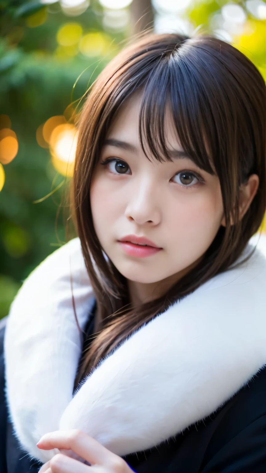 Best-quality, Masterpiece, Ultra-High-Resolution, (Photorealistic:1.4), Raw-Photo, 1girl, the most famous Japanese idol, face-focus, looking at viewer, wearing only winter-clothes with stylish-design, extremely cute face, ((extremely beautiful big-black-solid-circle-eyes)), extremely beautiful pink-hair, extremely beautiful skins, extremely beautiful long-eyelashes, extremely beautiful lips