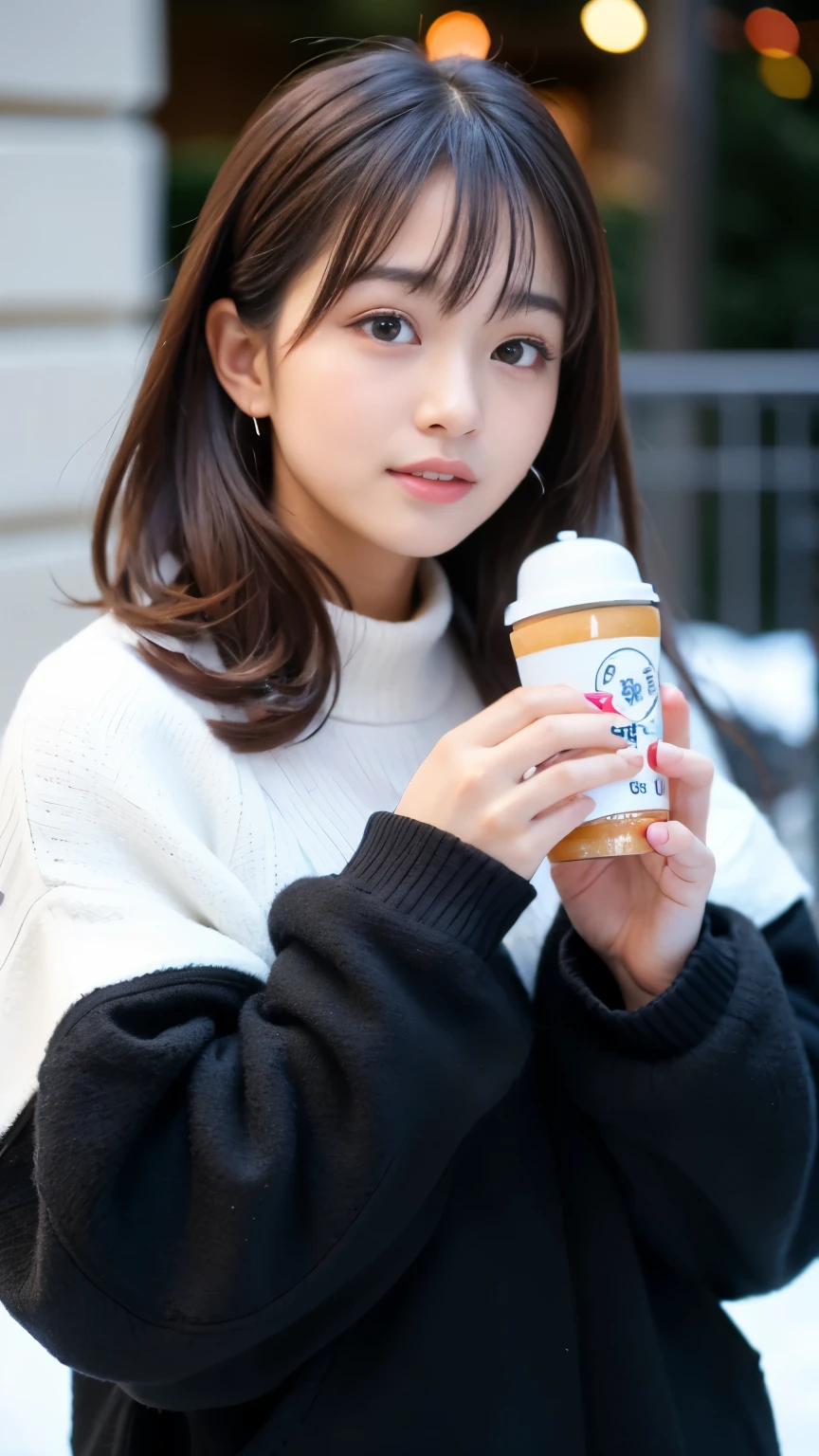 Best-quality, Masterpiece, Ultra-High-Resolution, (Photorealistic:1.4), Raw-Photo, 1girl, the most famous Japanese idol, face-focus, looking at viewer, wearing only winter-clothes with stylish-design, extremely cute face, ((extremely beautiful big-black-solid-circle-eyes)), extremely beautiful pink-hair, extremely beautiful skins, extremely beautiful long-eyelashes, extremely beautiful lips
