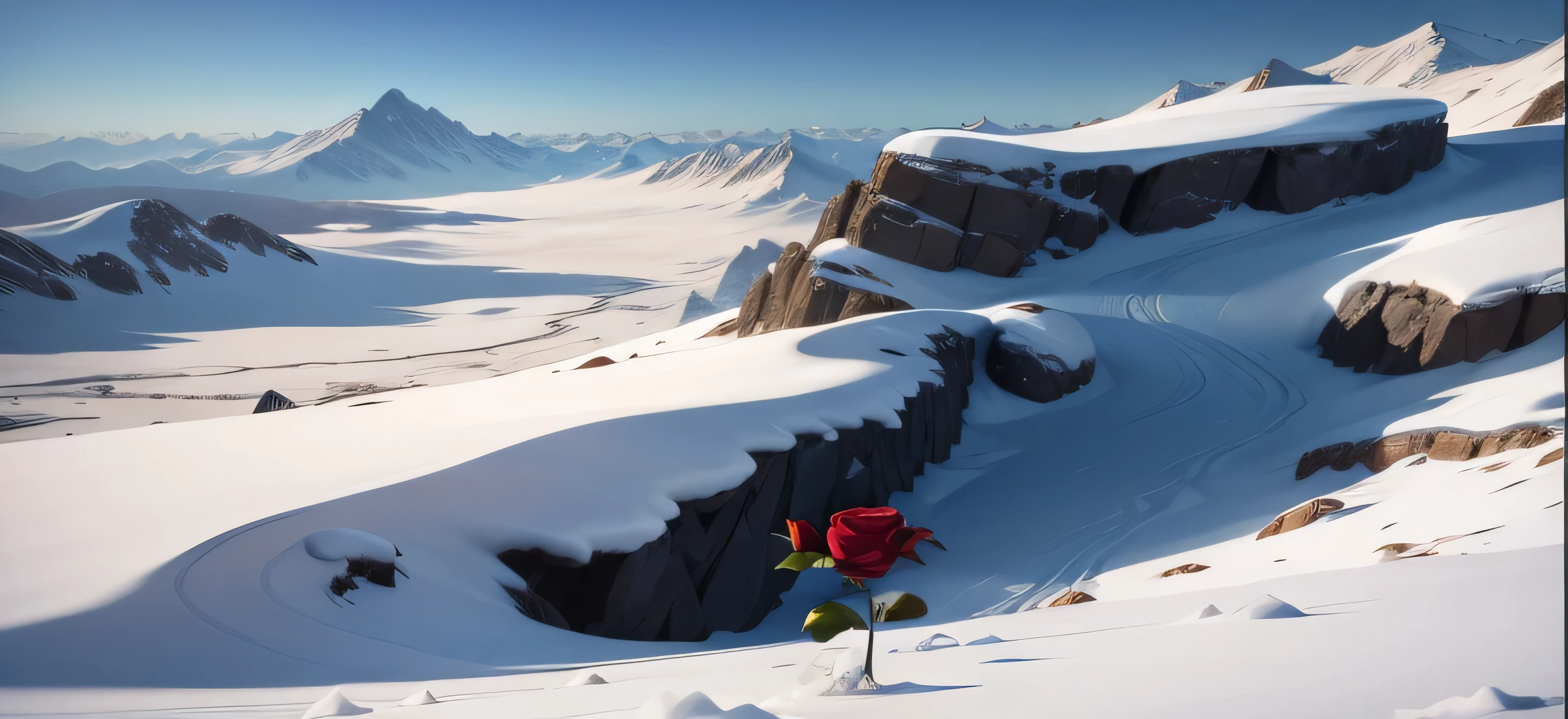 A rose in a snowy mountain,artistic conception,Ultra-clear image quality