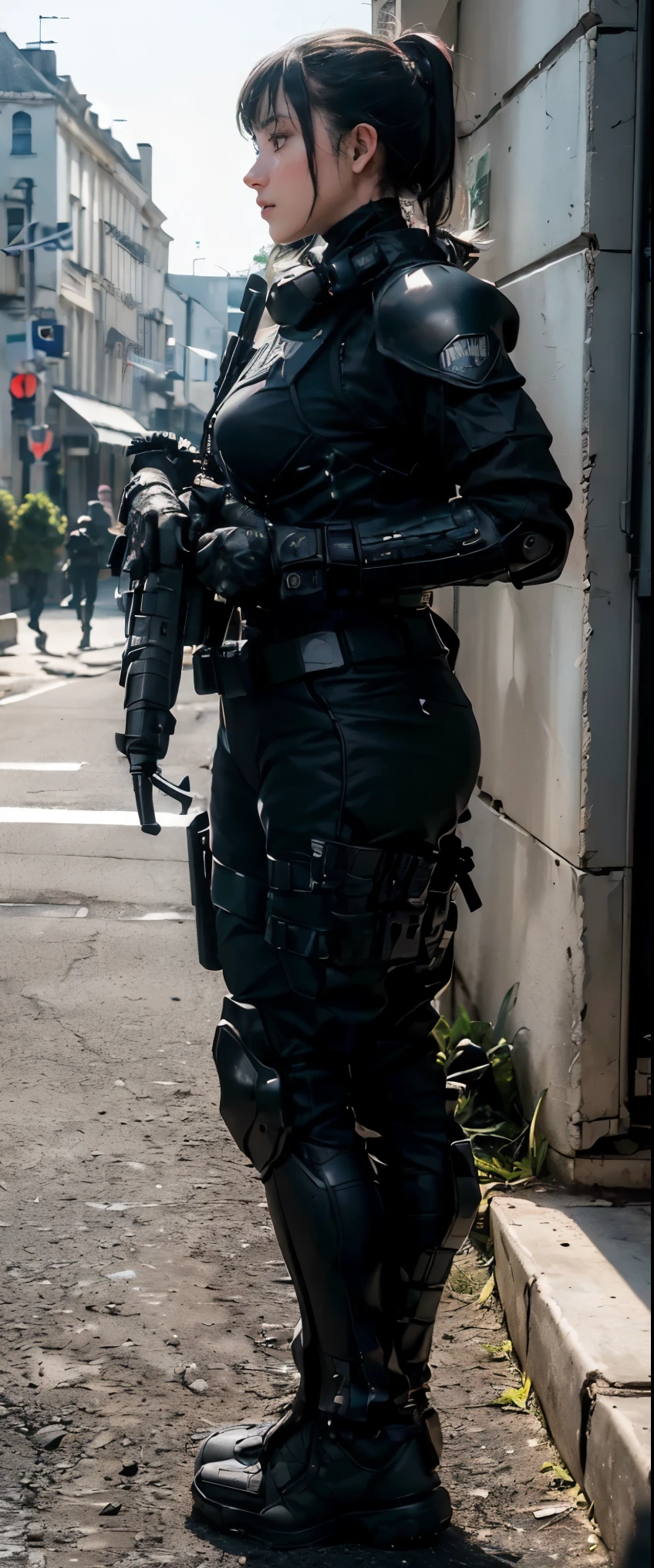 (highest quality), ((masterpiece), (detailed: 1.4), 3D, HDR (high dynamic range), ray tracing, NVIDIA RTX, super resolution, unreal 5, (several 3police officers are standing in a line with their backs turned), french special ops, special forces security, dressed in black body armour, wearing tactical gear, black tactical gear, airsoft cqb, tactical gear, police state, tactical armor, special forces, tense look, swat, full body armour, heavily armed, kawaii swat team, dressed in tactical armor, 