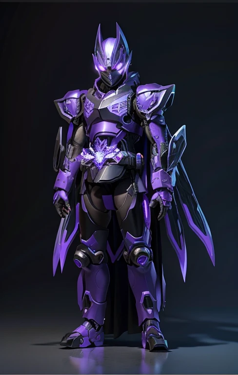 The whole body has turned purple, and there is a pair of wings hanging down behind it.