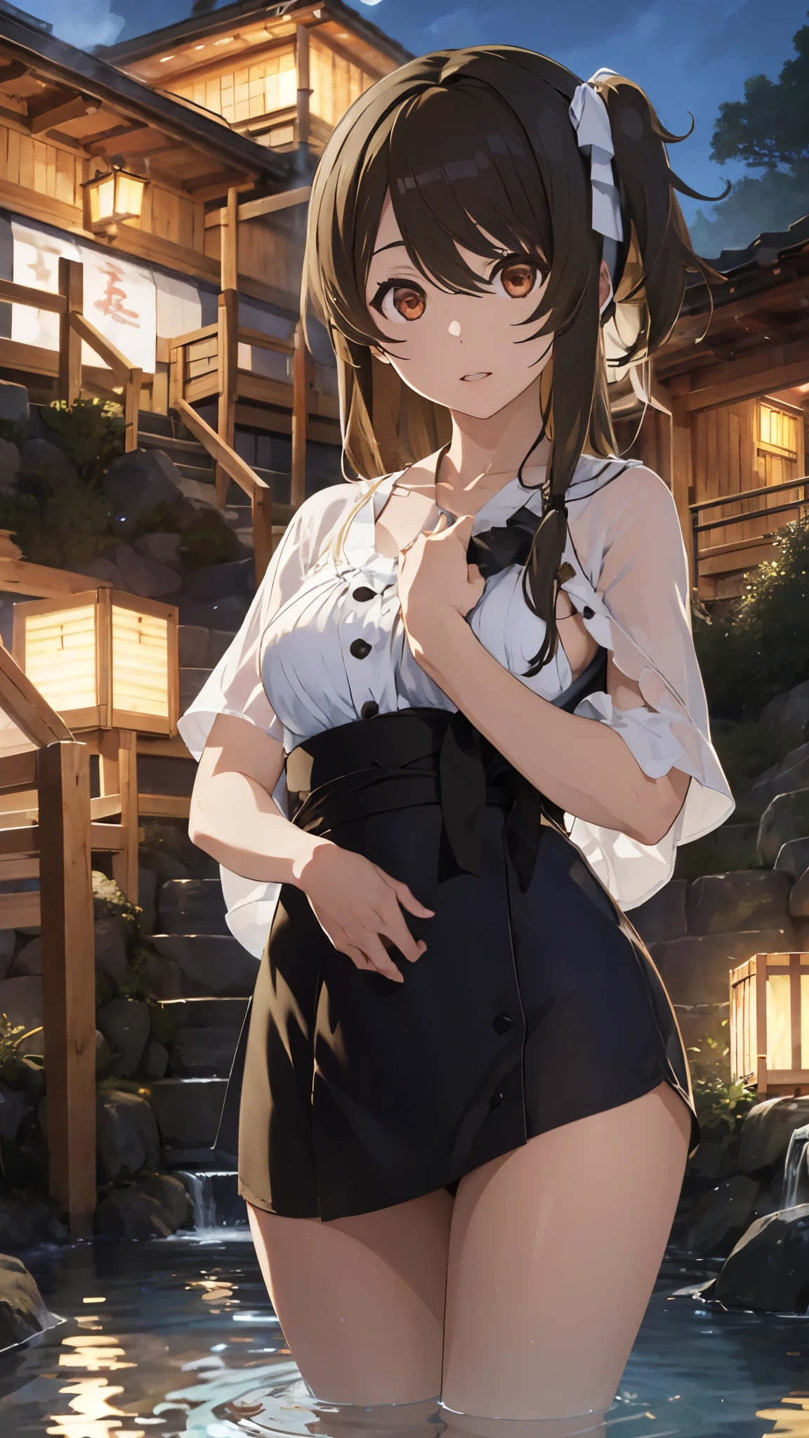 masterpiece, best quality, absurdres , perfect anatomy , kuo shenlin ,(1girl), onsen , hot spring inn , kimono