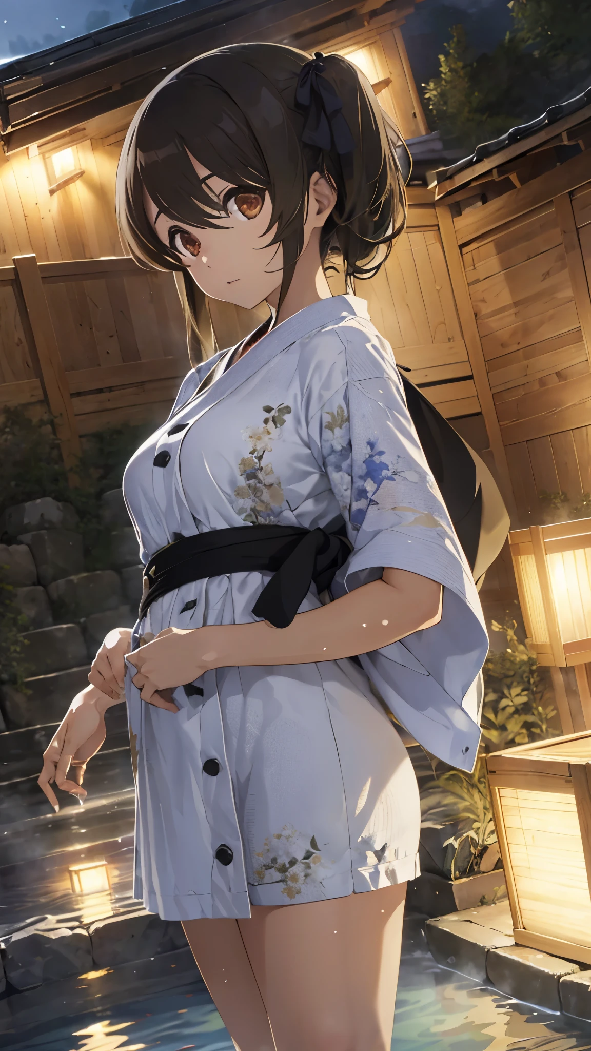 masterpiece, best quality, absurdres , perfect anatomy , kuo shenlin ,(1girl), onsen , hot spring inn , kimono