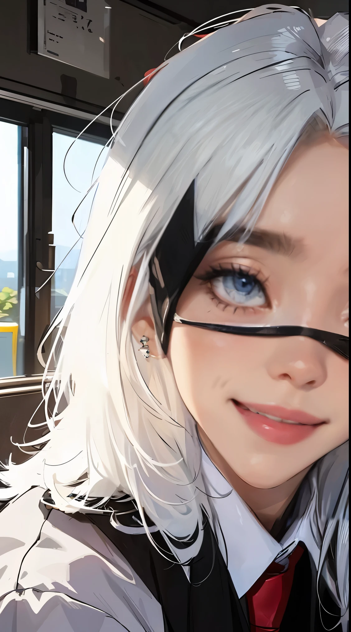 Gojo Gojo，white hair，blue eyes，black eye mask，A contemptuous smile