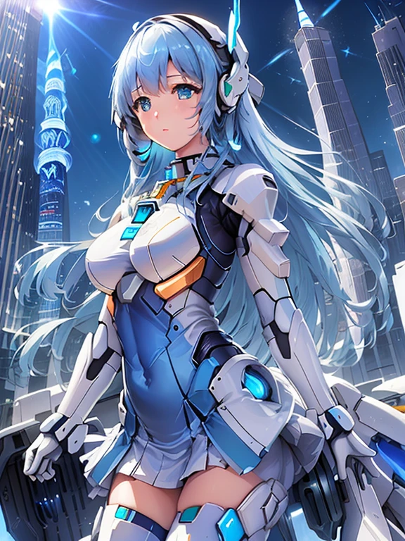 (spaceship as background),(ultra high resolution, realistic, blue sky, photon mapping, radio city:1.3), SF,  fantasy,

[:girl, (White and blue mech suit:1.2), Upper body:0.2]

Pollie, Beautiful woman, highest quality, ultra high resolution, 8K, masterpiece, sharp focus,  Clear gaze