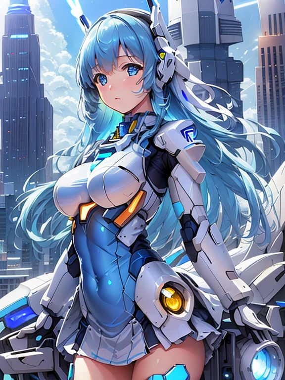 (spaceship as background),(ultra high resolution, realistic, blue sky, photon mapping, radio city:1.3), SF,  fantasy,

[:girl, (White and blue mech suit:1.2), Upper body:0.2]

Pollie, Beautiful woman, highest quality, ultra high resolution, 8K, masterpiece, sharp focus,  Clear gaze