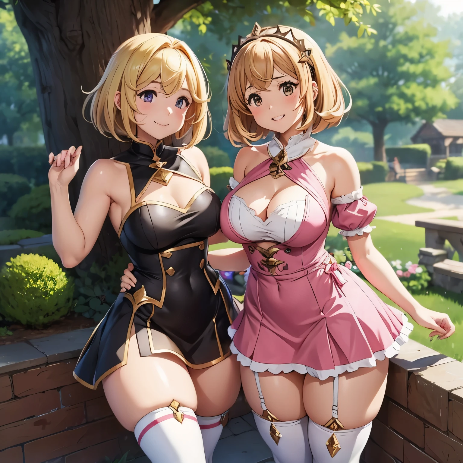 granblue fantasy,Grabble,djeeta,djeetaちゃん,mesugaki,Official Images,Official illustration,black knee high socks,pink clothes,thighs thighs thighs,djeeta,smile,blonde,むちむちthighs thighs thighs,Thigh job,cum between thighs,standing intercrural legs,Panty shot