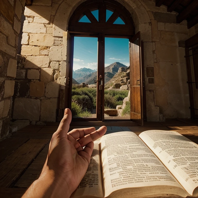 I need images of the Bible in my hands in beautiful places 