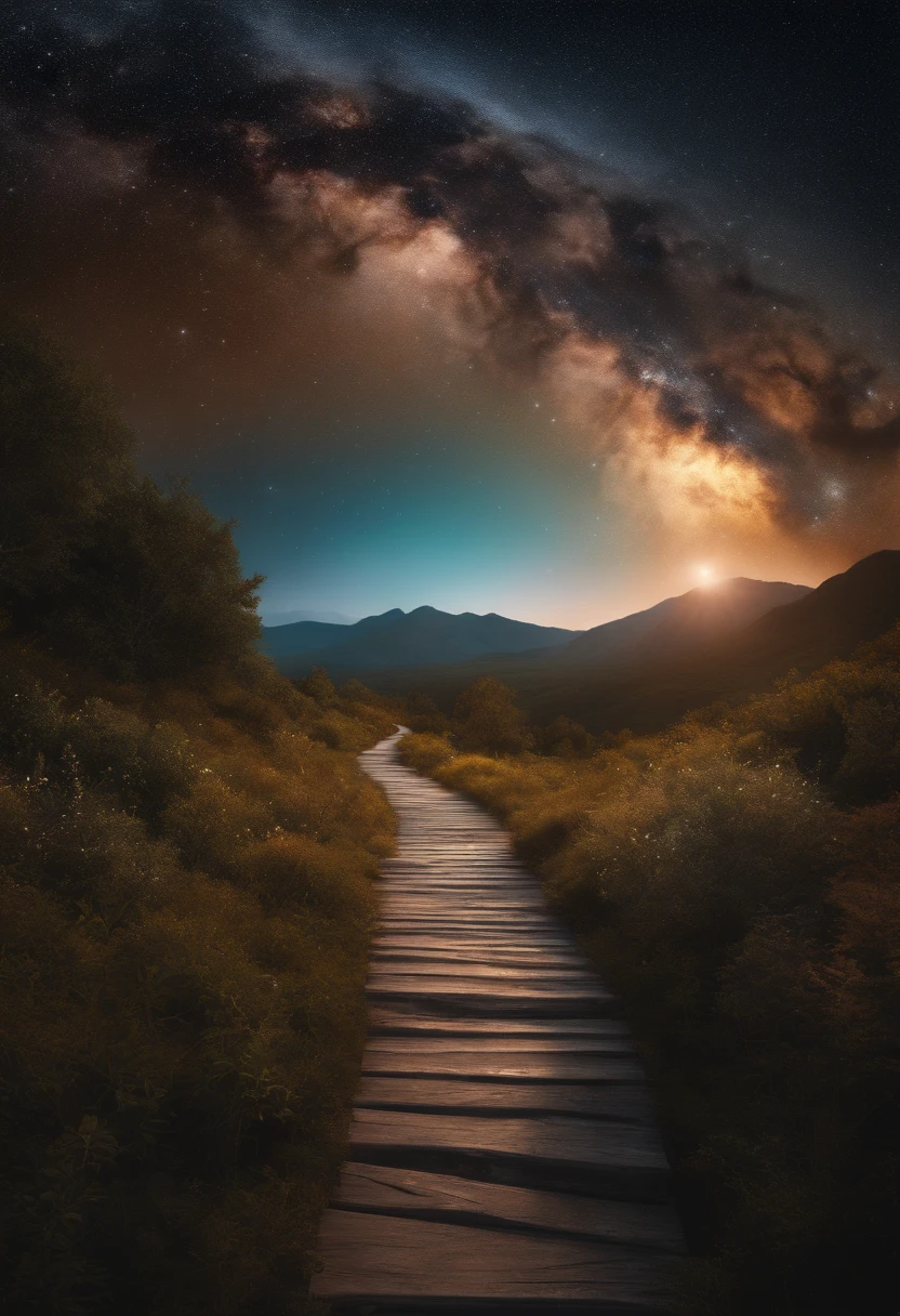(best quality,4k,8k,highres,masterpiece:1.2),ultra-detailed,(realistic,photorealistic,photo-realistic:1.37),astral exploration, mesmerizing star-studded path
