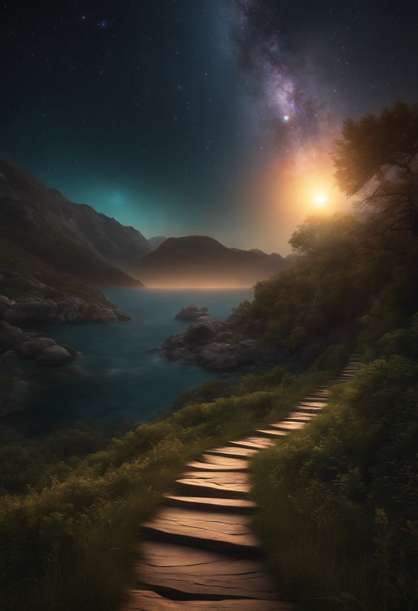 (best quality,4k,8k,highres,masterpiece:1.2),ultra-detailed,(realistic,photorealistic,photo-realistic:1.37),astral exploration, mesmerizing star-studded path
