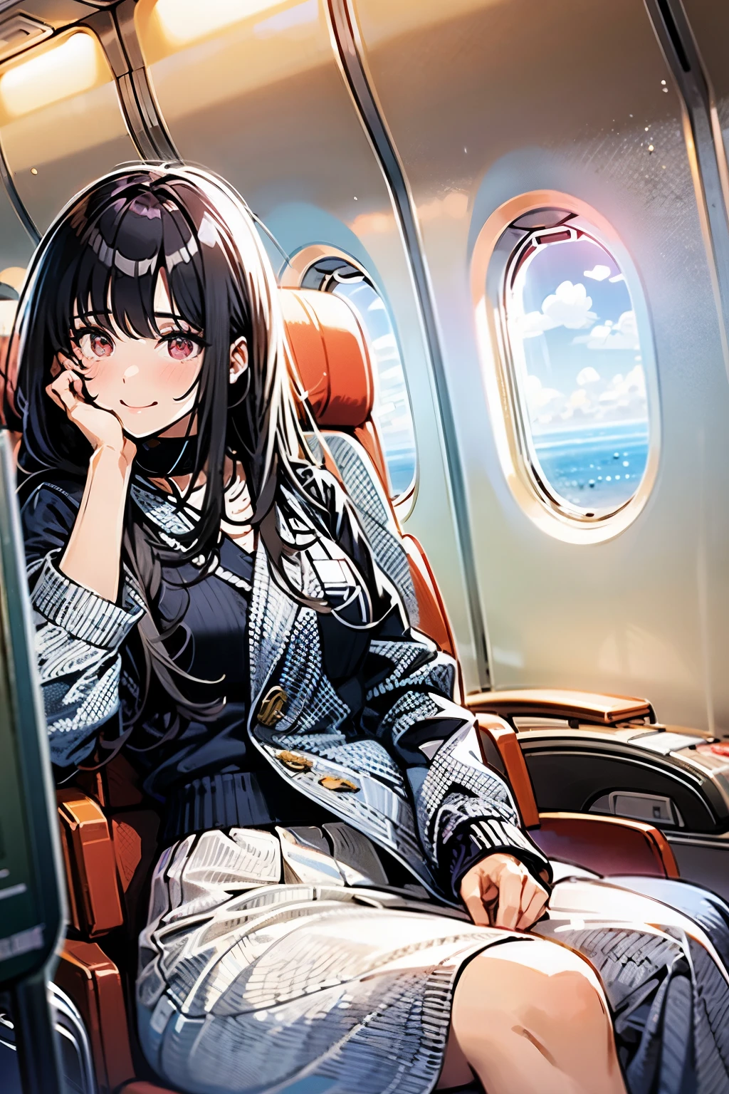 Korean girl sitting on the plane, gorgeous lady, Li Duohui, Being in the air, beautiful korean woman, Blackpink’s Jisoo