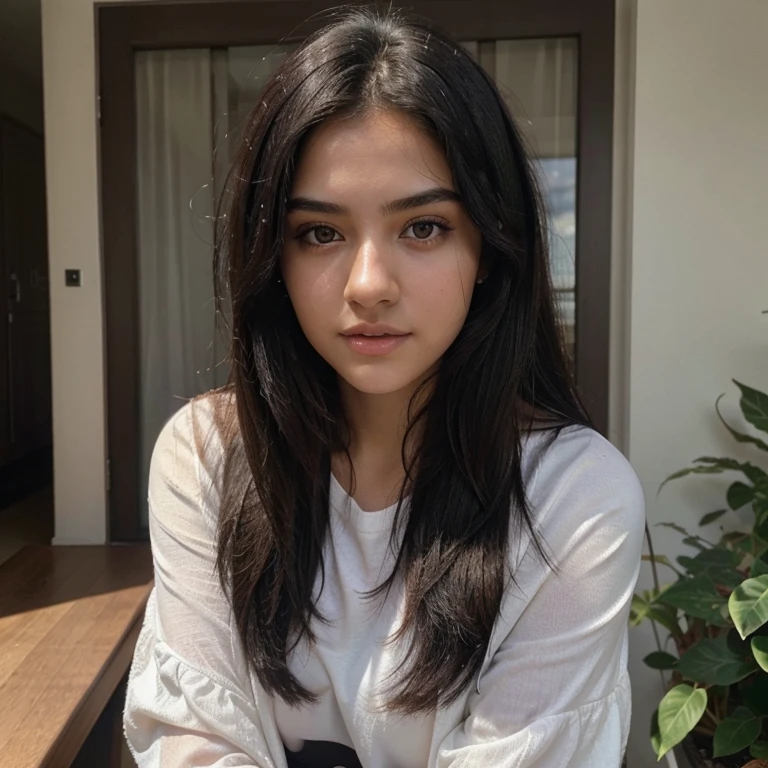 For instagram post, ultra realistic, best quality, 18 years old, cute face, attractive, black hair, dark eyes, hot girl