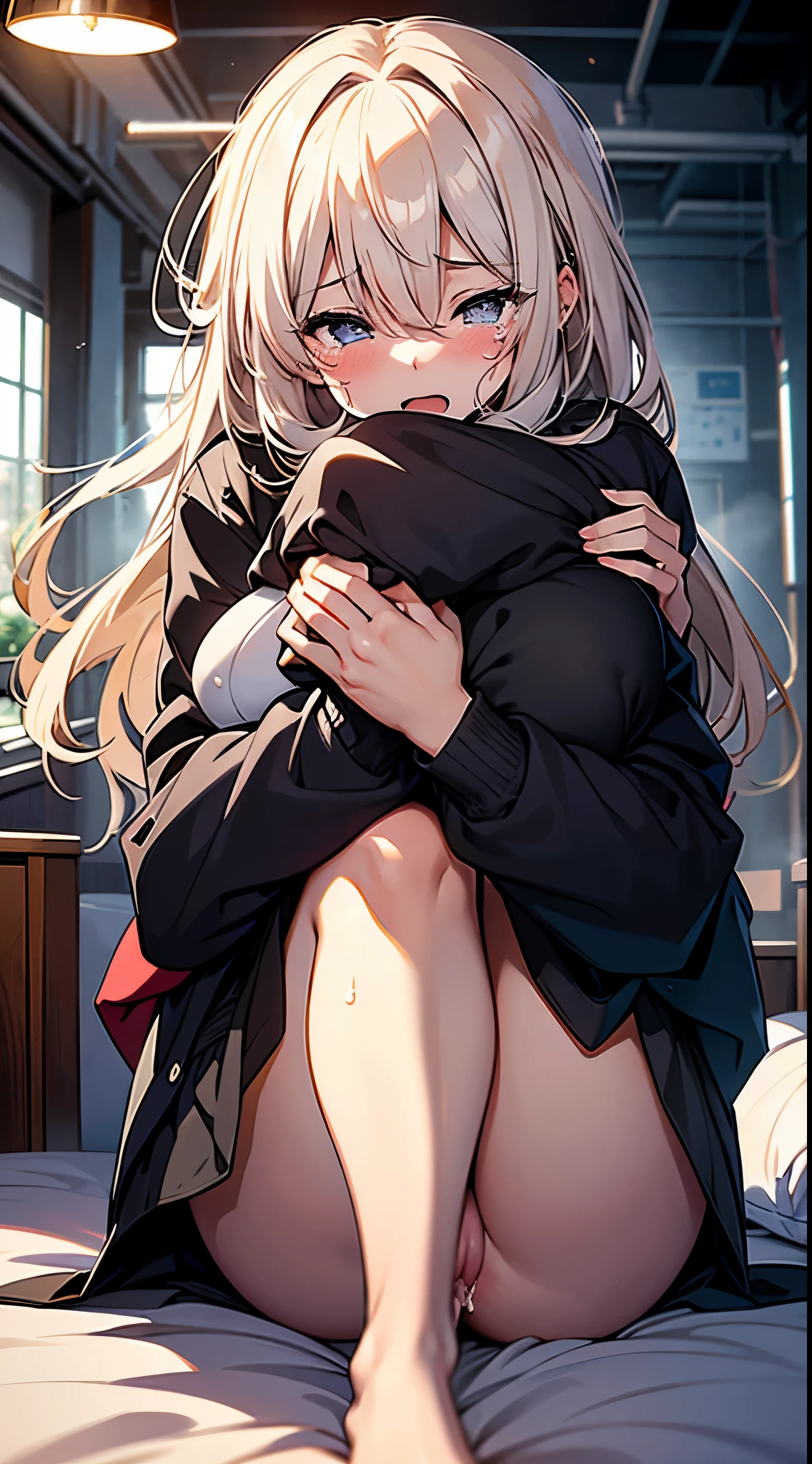 ((MOE2019 style)), (Best Quality :1.3),(High resolution :1.3), (Perfectly focused), Cute illustration, Beautiful eyes,1girl, (1man:1.3), (hetero:1.2), vaginal sex,(girl hugging man:1.2), ((love hold)), leg lock, missionary, boy on top, hug, from side, sitting, huge breasts, nude, (female orgasm, crossed eyes:1.5), sleepy, (tareme:1.3), tears, open mouth, (half closed eyes:1.25), full-face blush, steam, humid,on bed