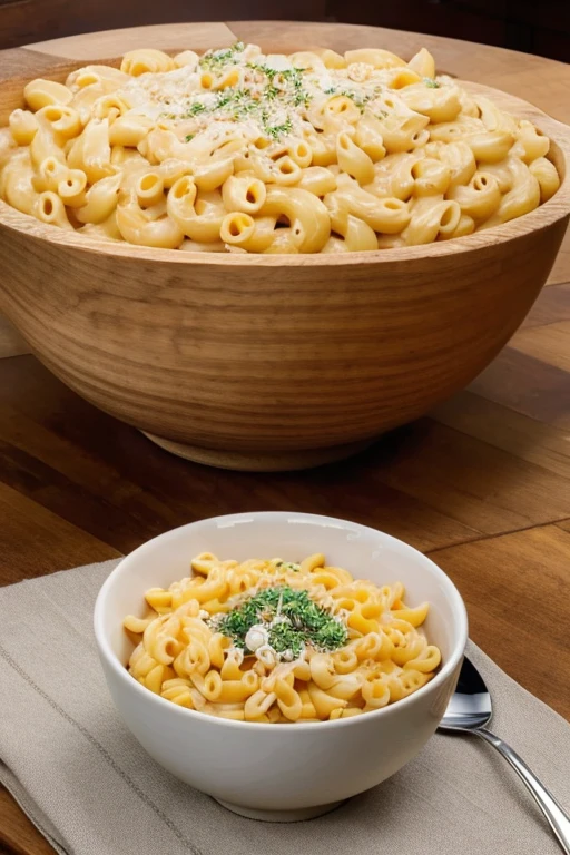 big Elbow Macaroni with long cheese fiber in bowl
