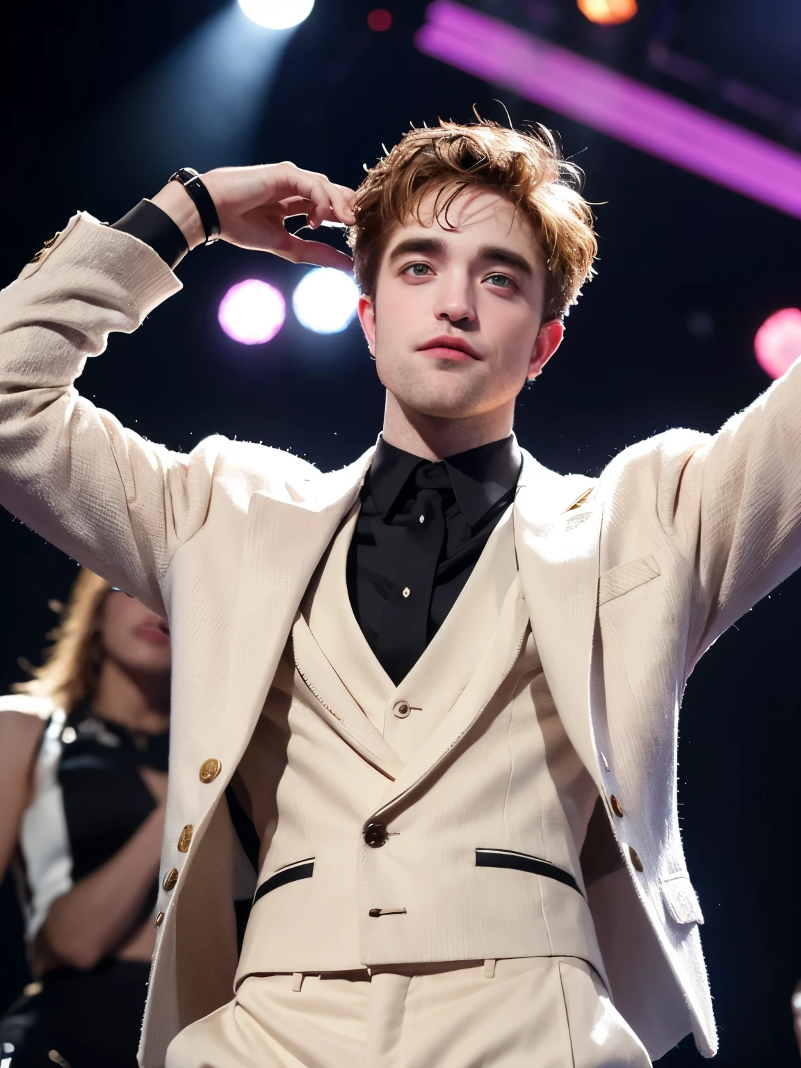 Robert Pattinson becomes a male idol，Dancing on stage，meticulous portrait