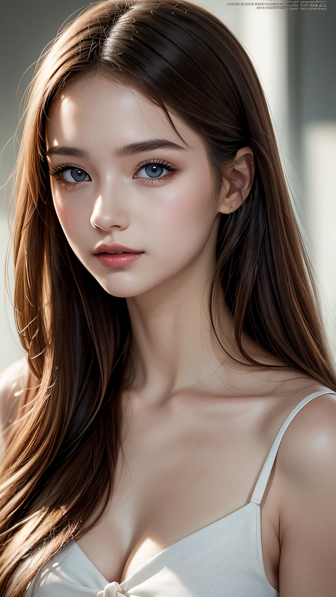 (best quality:1.4), (masterpiece), (ultra-detailed), (llustration) , (detailed light), (an extremely delicate and beautiful), 1girl, long hair, brown hair, brown eyes, model, magazine cover, best quality,