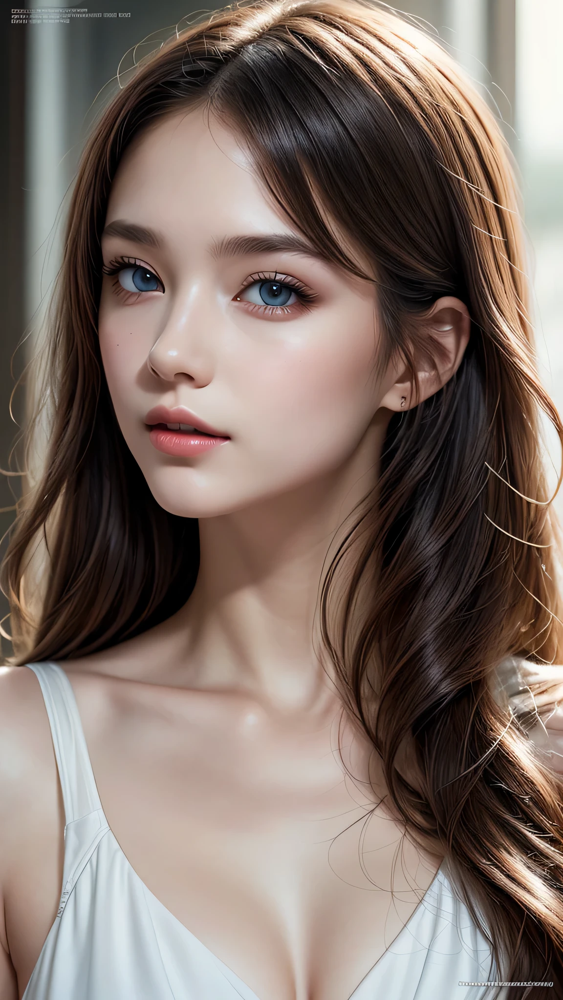 (best quality), (ultra-detailed), (llustration), (detailed light), (an extremely delicate and beautiful), 1young girl, long hair, brown hair, brown eyes, model, (magazine cover:1.5), best quality, extremely detailed CG unified 8k wallpaper, High-definition raw color photos, professional photograpy,