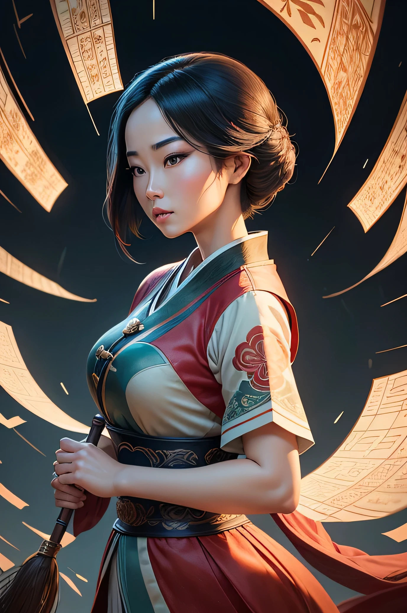A mesmerizing retro paper-cut animation of Mulan's captivating journey brings the iconic tale to life with intricate, high-resolution detail. The paper scenes, brimming with exquisite artistry and vibrant colors, display Mulan's determination and courage as she defies societal expectations and honors her family. --ar 16:9 --v 5.1