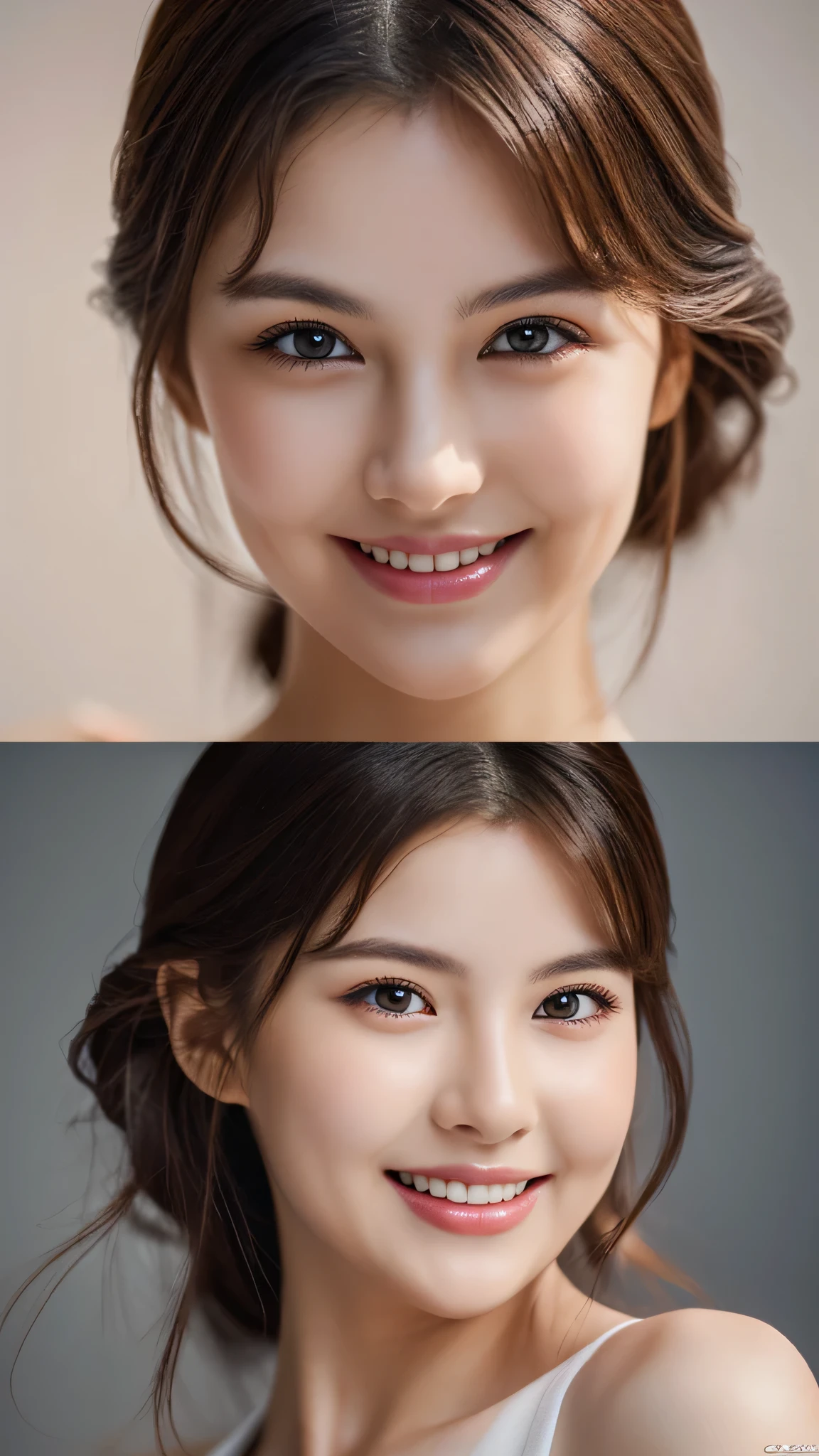 (1girl), Solo, Extremely cute, Amazing face and eyes, (Beautiful lovely smile), (extremely detailed beautiful face), bright shiny lips, (Best Quality:1.4), (Ultra-detailed), (A hyper-realistic, Photorealsitic:1.37), Beautiful fair skin, extremely detailed CG unified 8k wallpaper, RAW Photos, professional photograpy, Cinematic lighting,