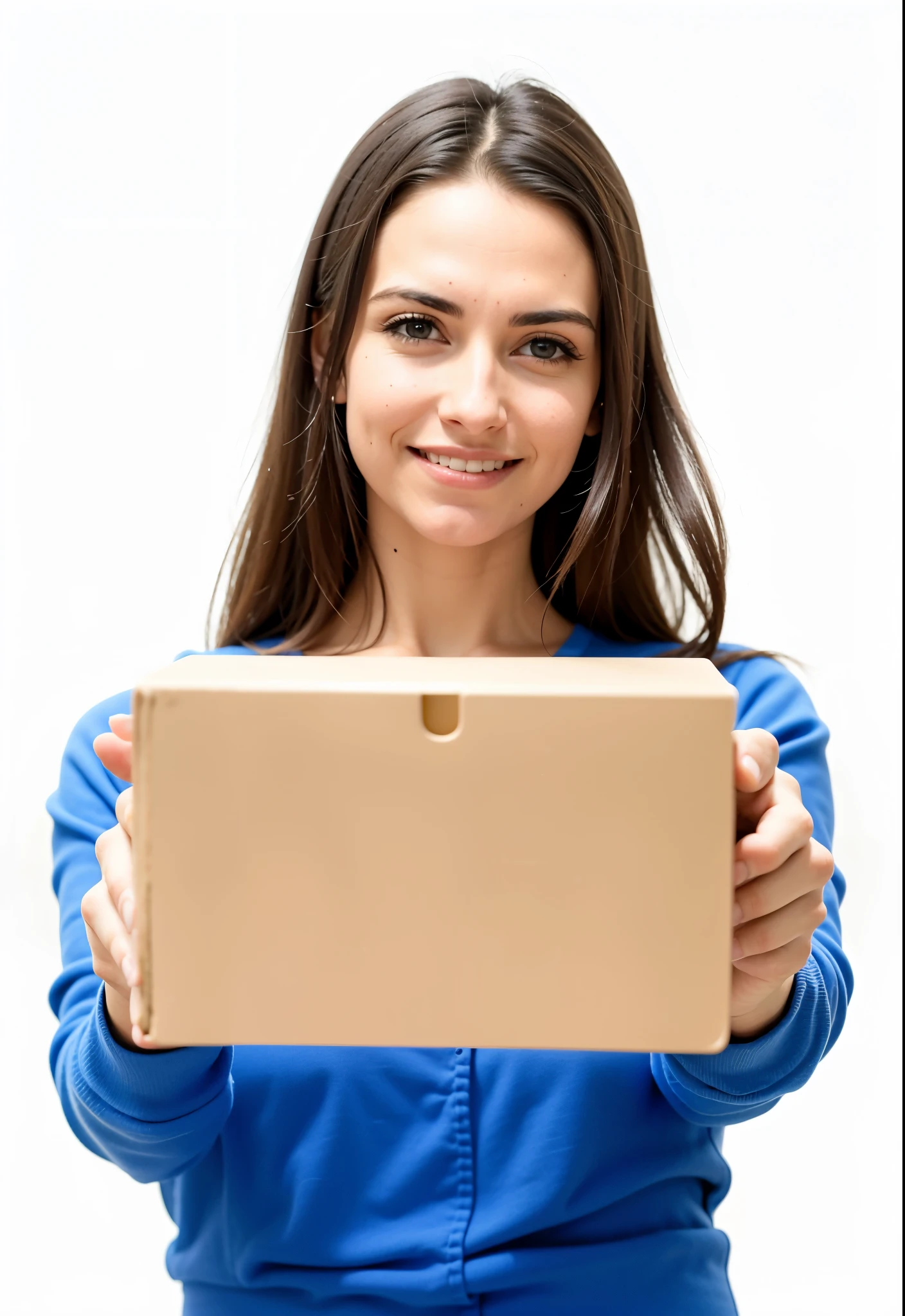 woman holding a card box with a smile on her face, entregando caixa de encomendas, card, entregando pacotes para amazon, fotografia aproximada, ordem, foto no meio da foto, delivering mail, imagem de estoque, close-up de corpo inteiro, Um elegante, ad image, retangular, porte, foto - tiro, clientes, uma foto de banco de imagens, chave alta, alta - chave