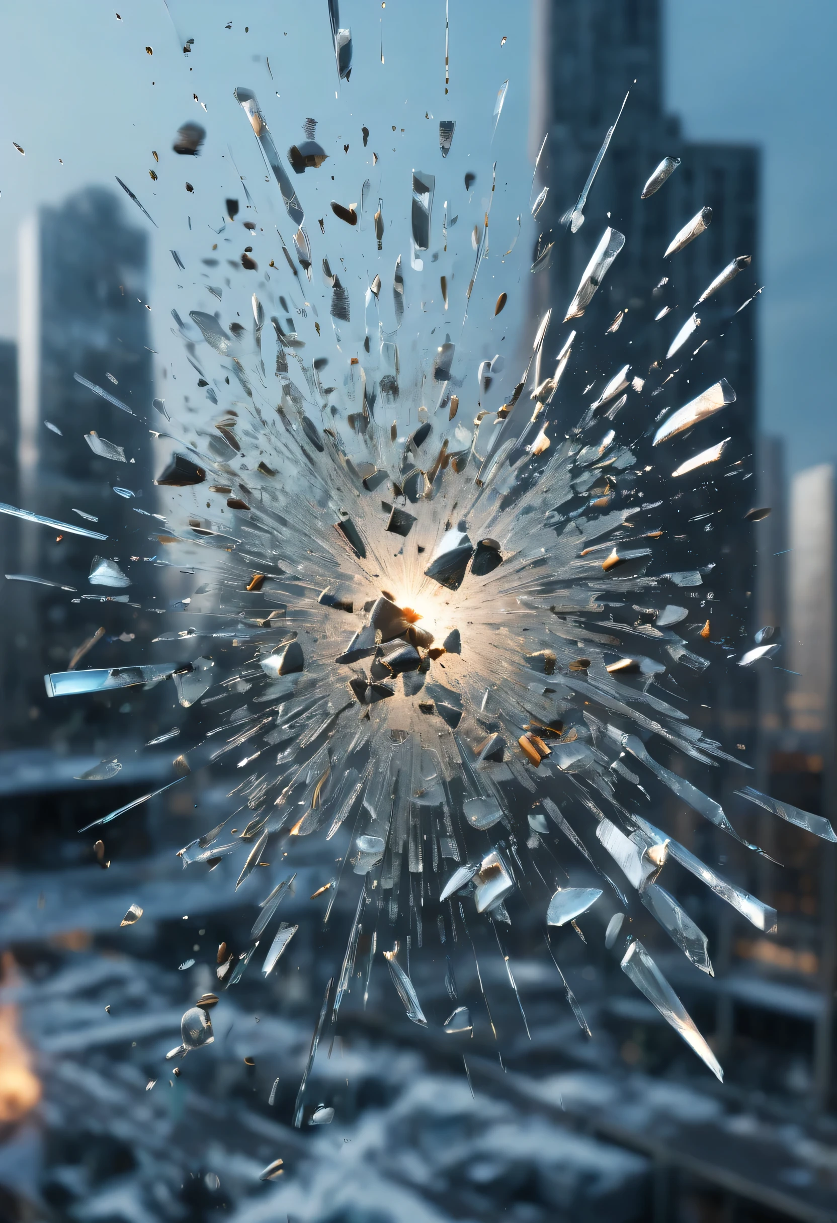 Bullets flew through the air,Break the glass,Freeze in time,hole。(best quality,4K,8k,high-rise building,masterpiece:1.2),Super detailed,(lifelike,照片lifelike,The photos are real:1.37),metallic feel,Shattered glass fragments,motion blur,high speed photography,Dramatic lighting effects,Intense color,(slow motion,Time freezes),dynamic composition,Bullet trajectory,Frozen glass shards,